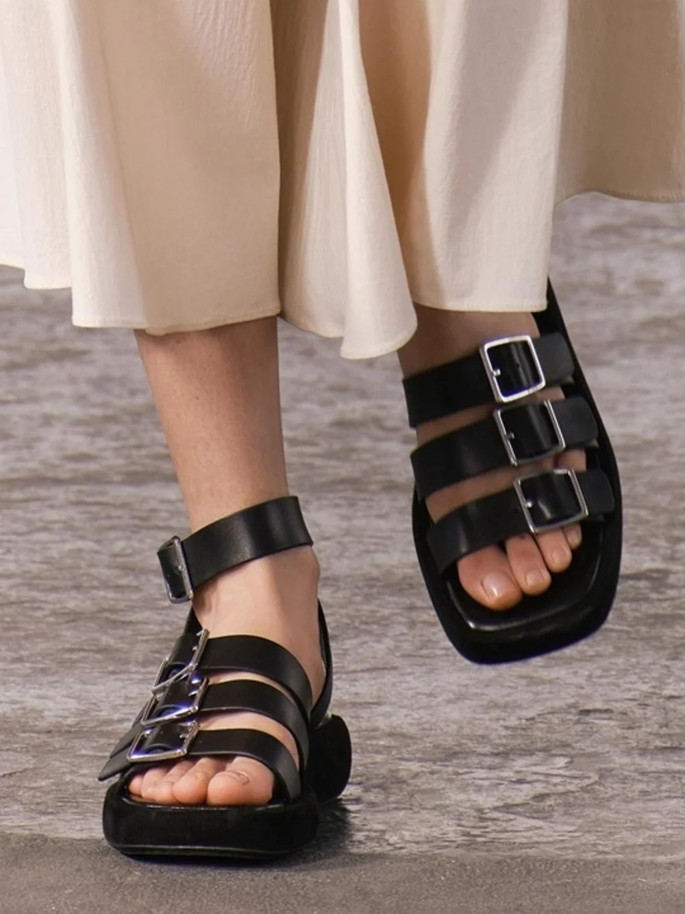 Zara Leather Buckled Flatform Sandal - Picture 1 of 3